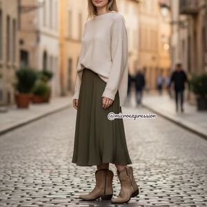 $379 Frye Billy Pull On Olive Green Western Southern Cowboy Short Boho AnkleBoot